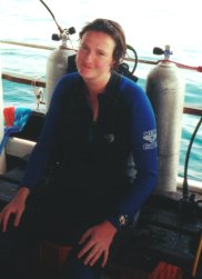 Birgit nach dem Tauchgang